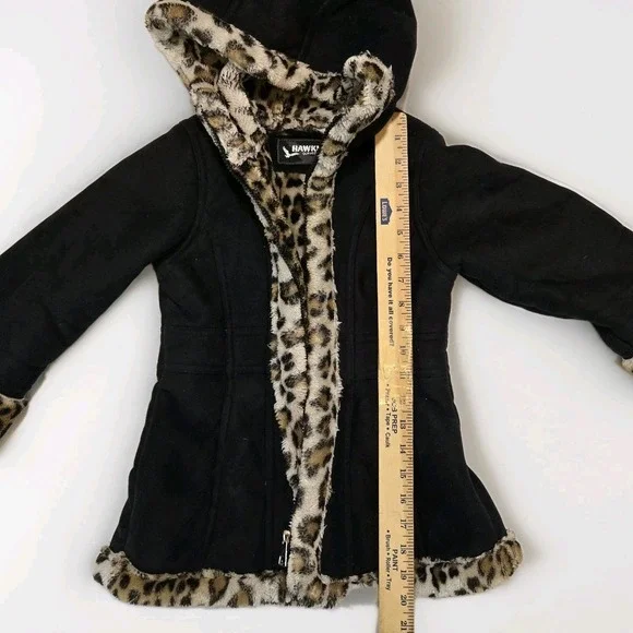 Hawke & Co Black Toddler Jacket with Leopard Trim - Picture 8 of 11